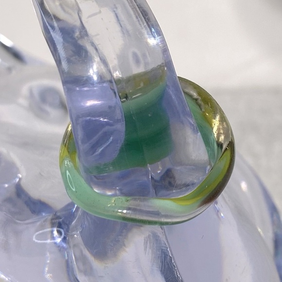 Vintage Art Glass Handmade Green Black Yellow Band Ring - Picture 4 of 11